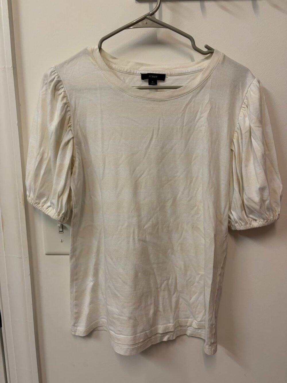 J Crew Broken-in Jersey Puff Sleeve T-shirt (Ivory Sandy Stripe)